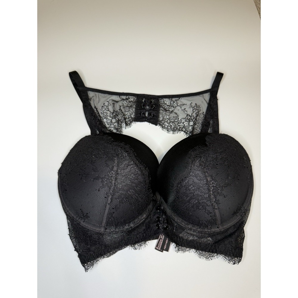 Victorias Secret Women Size‎ 32DD Black Push Up Pigeonnant Lace Underwire Corset